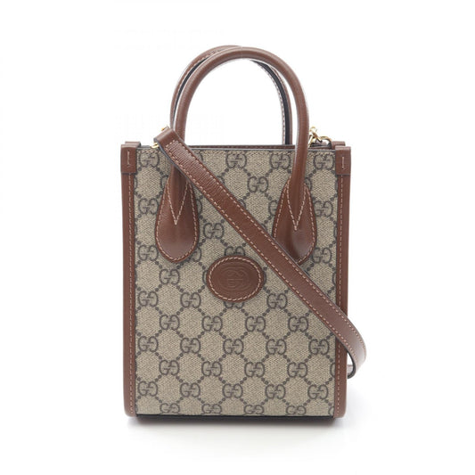 Gucci Interlocking G PVC Coated Canvas Leather 2way Tote Bag