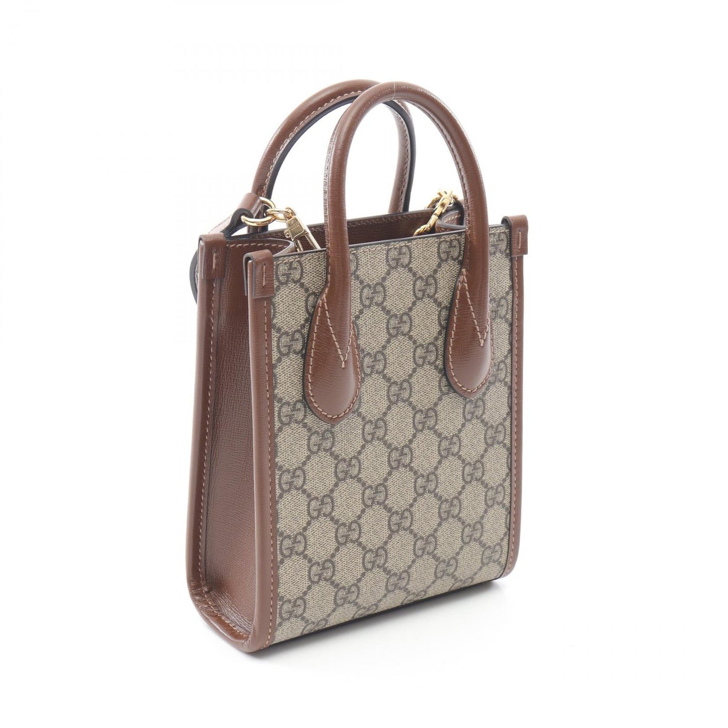 Gucci Interlocking G PVC Coated Canvas Leather 2way Tote Bag