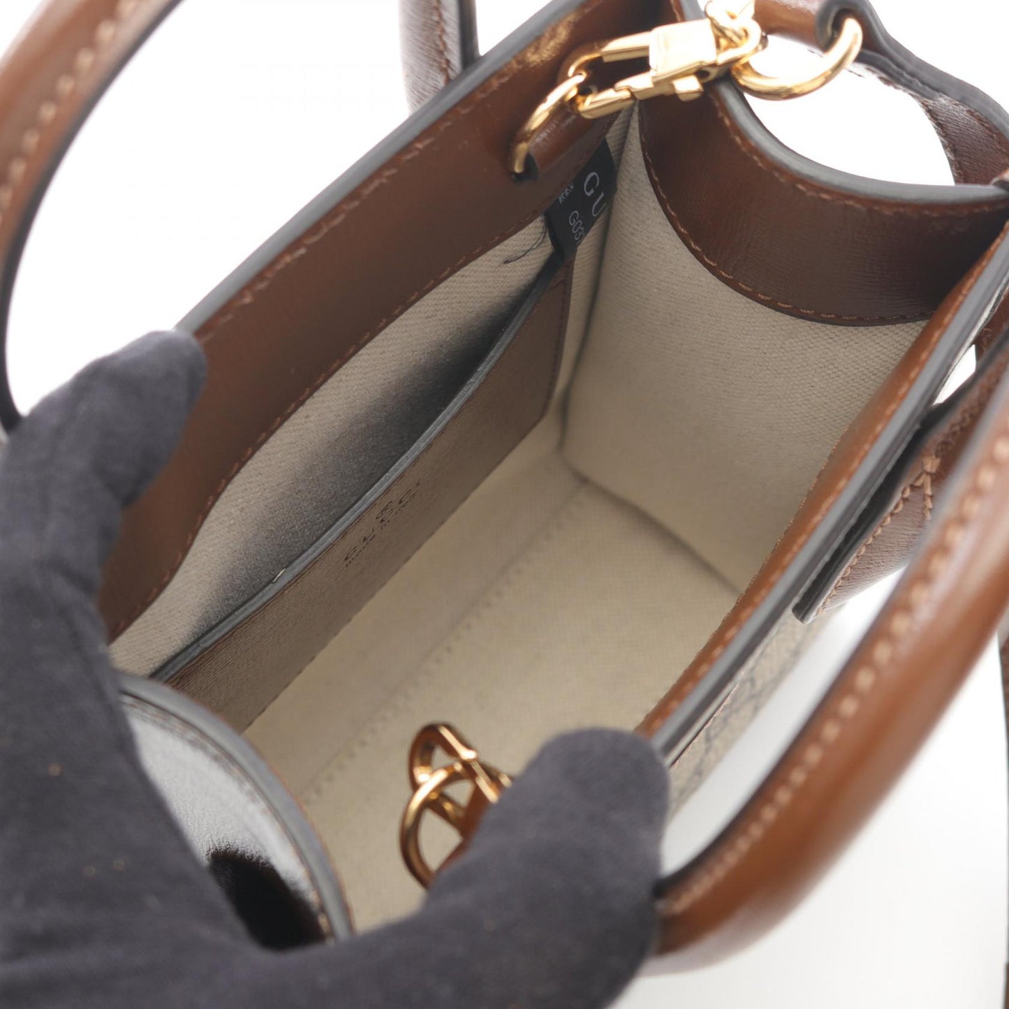 Gucci Interlocking G PVC Coated Canvas Leather 2way Tote Bag