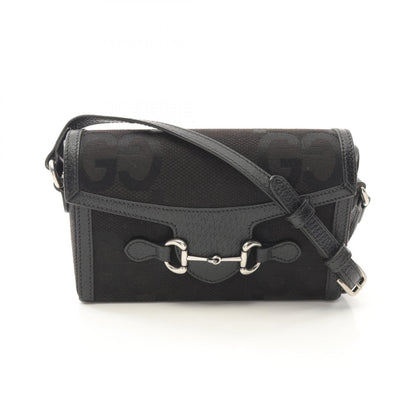 Gucci Horsebit 1955 Jumbo GG Canvas Leather Shoulder Bag