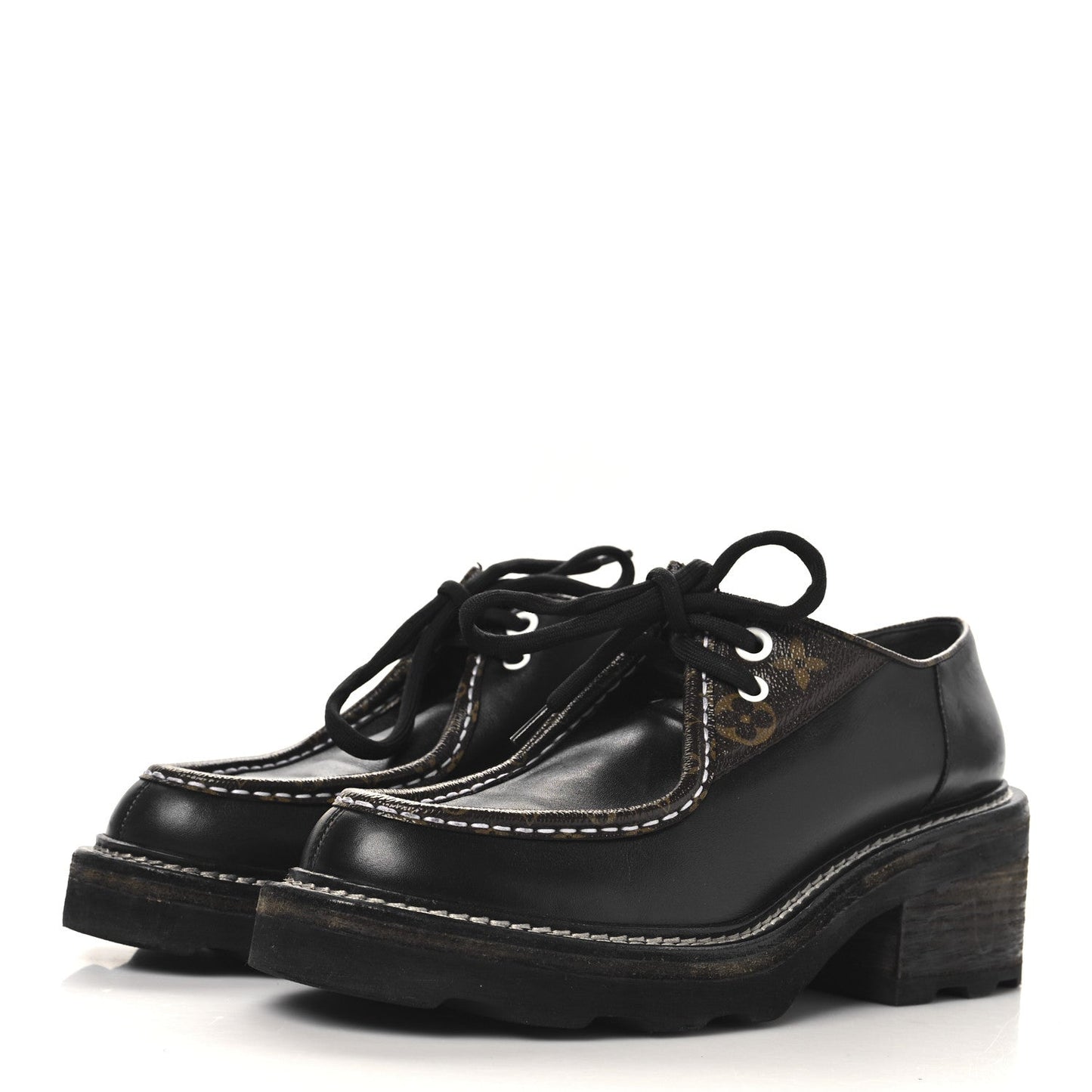 Louis Vuitton Monogram Calfskin Beaubourg Platform Derby Shoes Brown