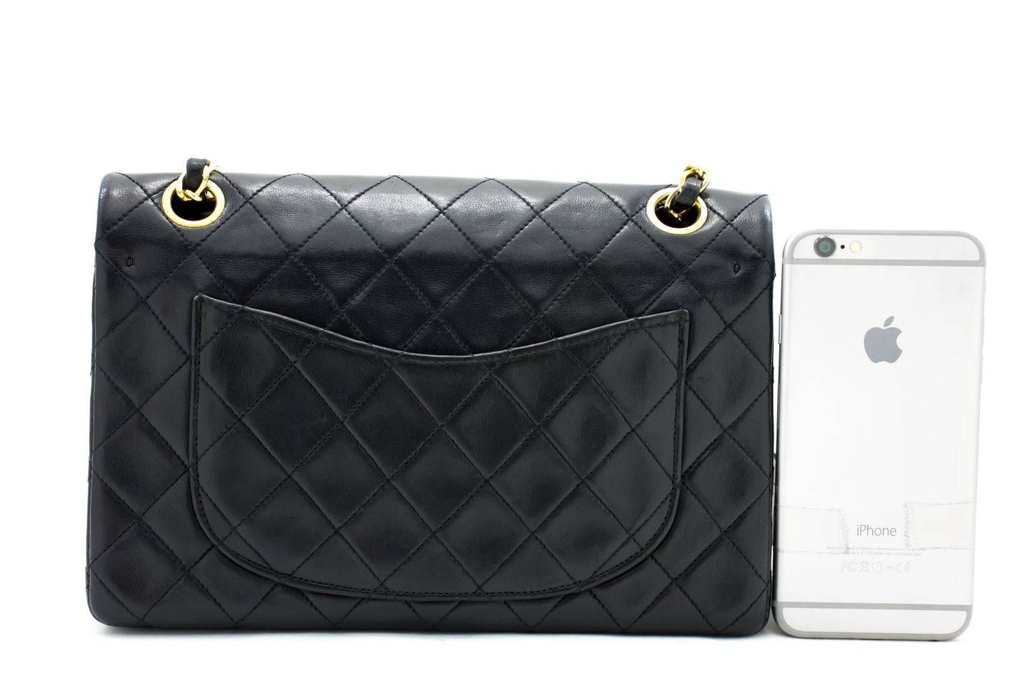 CHANEL 2.55 Double Flap Small Chain Shoulder Bag Black Lambskin