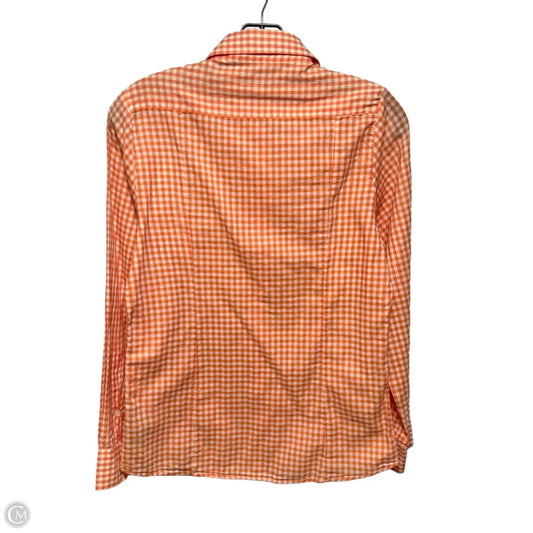 Button Down Shirt Luxury Designer By Burberry Brit In Gingham Pattern, Size: L