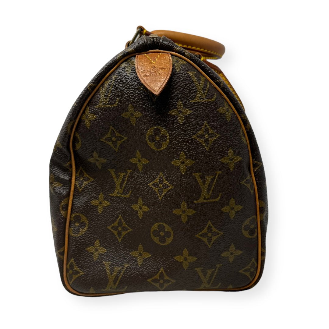 Speedy 30 Handbag Luxury Designer By Louis Vuitton  Size: Medium