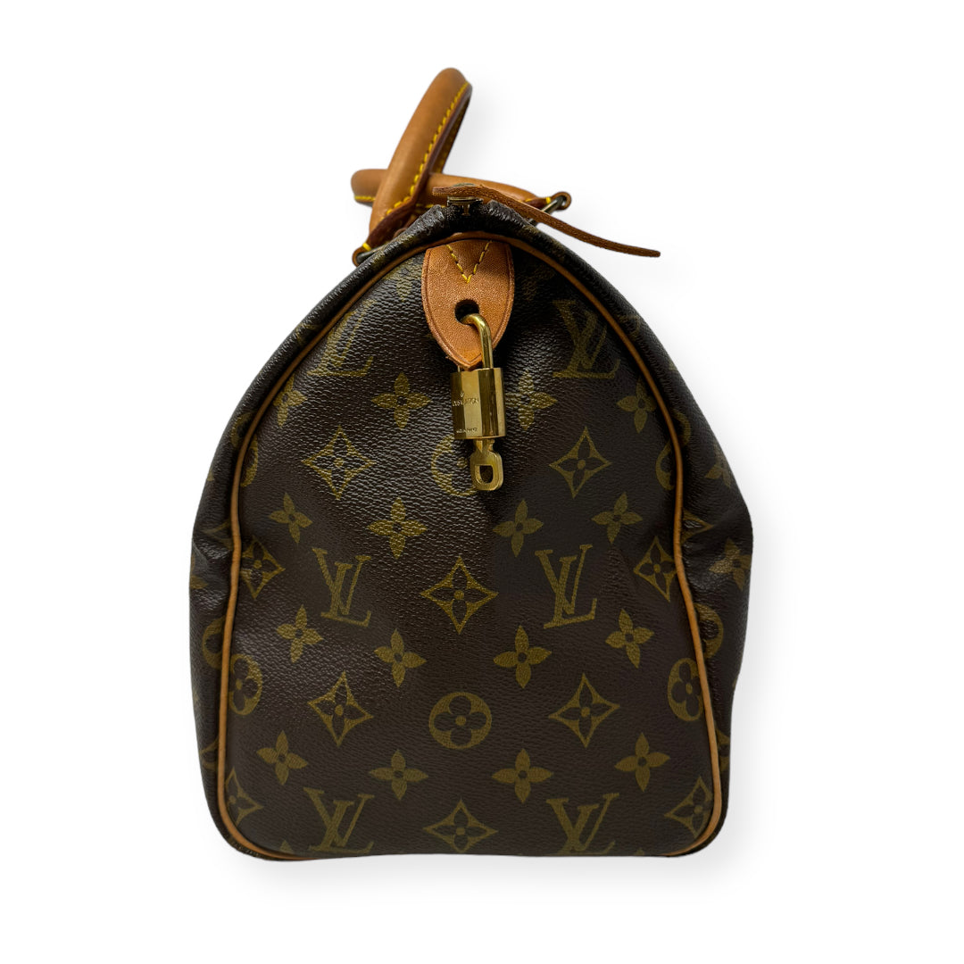 Speedy 30 Handbag Luxury Designer By Louis Vuitton  Size: Medium