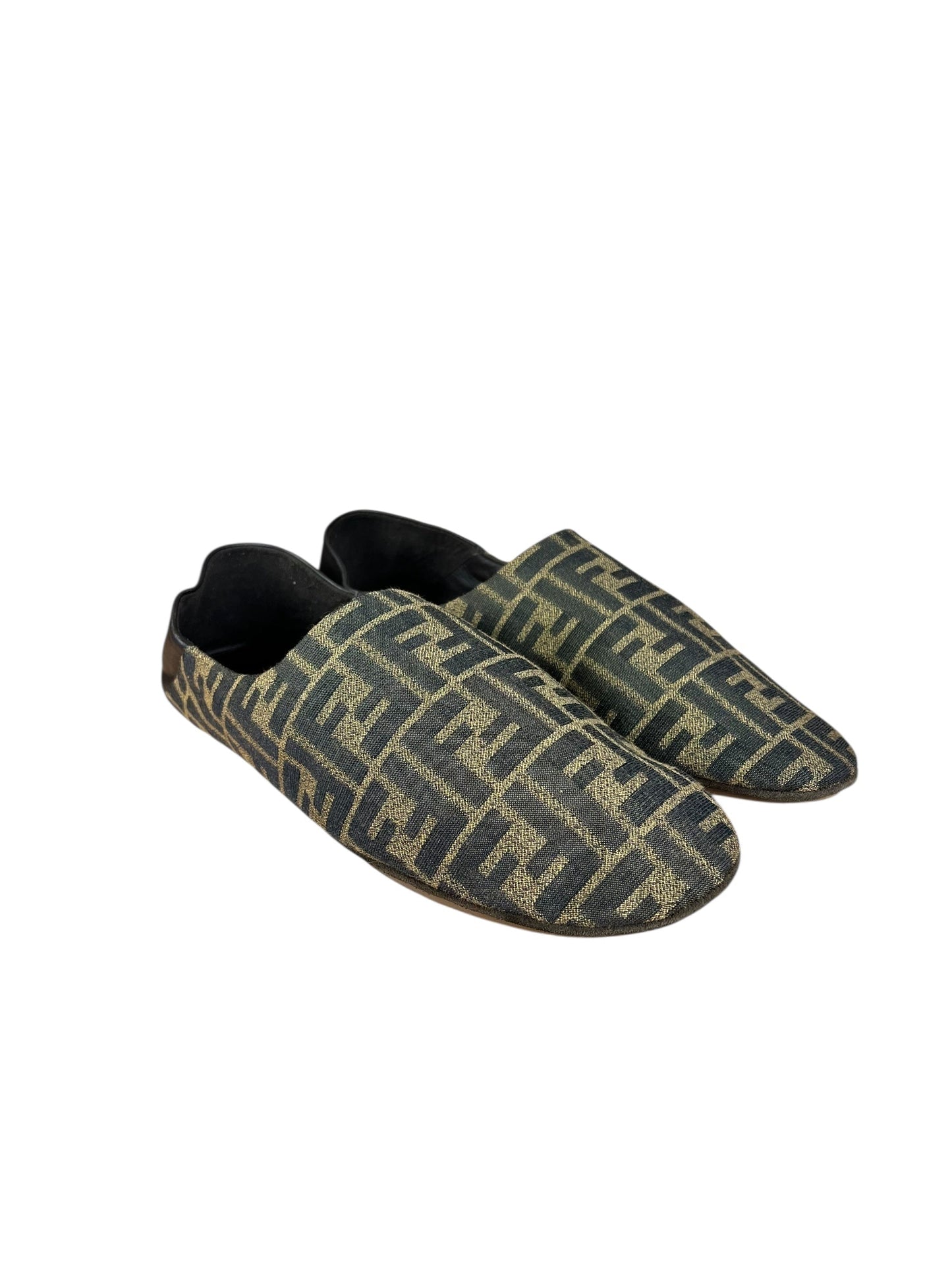 Fendi FF Zucca Canvas/Leather Slippers