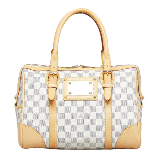 Louis Vuitton Damier Azur Berkeley Handbag Mini Boston Bag White PVC Leather