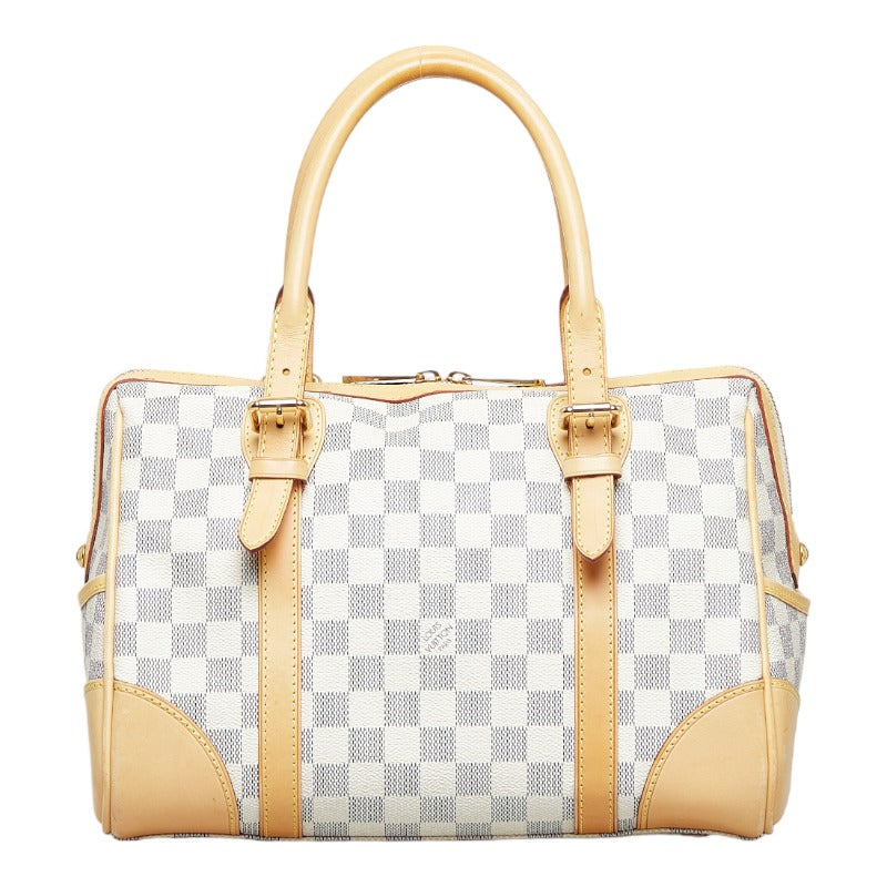 Louis Vuitton Damier Azur Berkeley Handbag Mini Boston Bag White PVC Leather