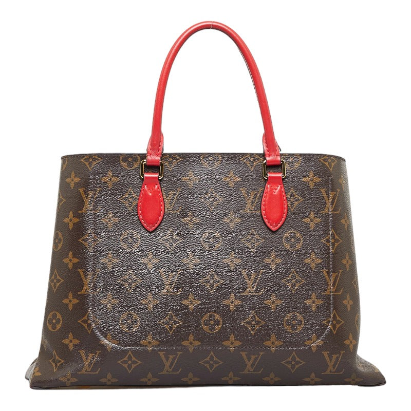 Louis Vuitton Monogram Tote Handbag Shoulder Coquelicot Gold Leather