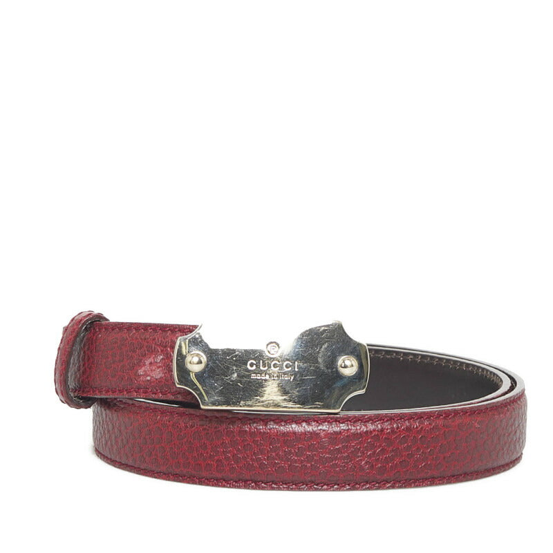 Gucci Logo Plate Leather Belt