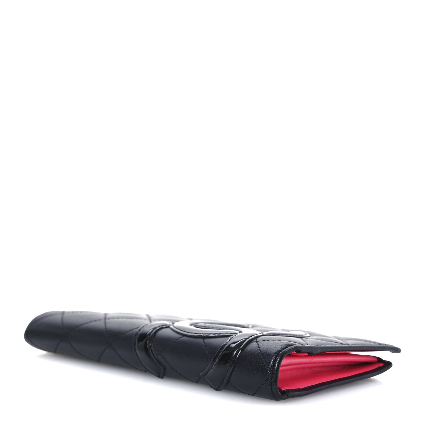 Amelia Calfskin Quilted Cambon Yen Wallet Black