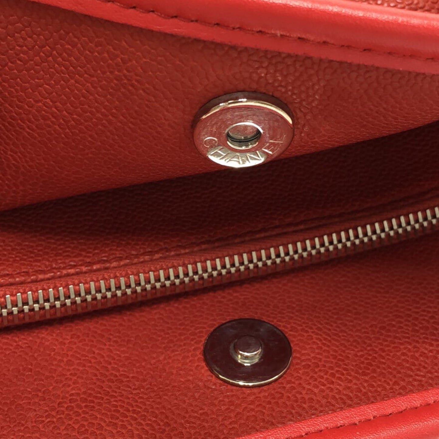 Red Chanel Caviar French Riviera Tote