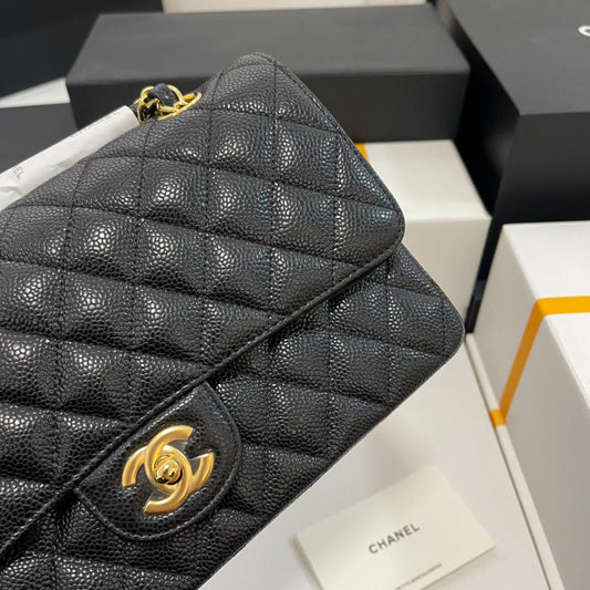 Chanel Bags | Classic Flap Chain Quilted Medium Double Gold Caviar Black
