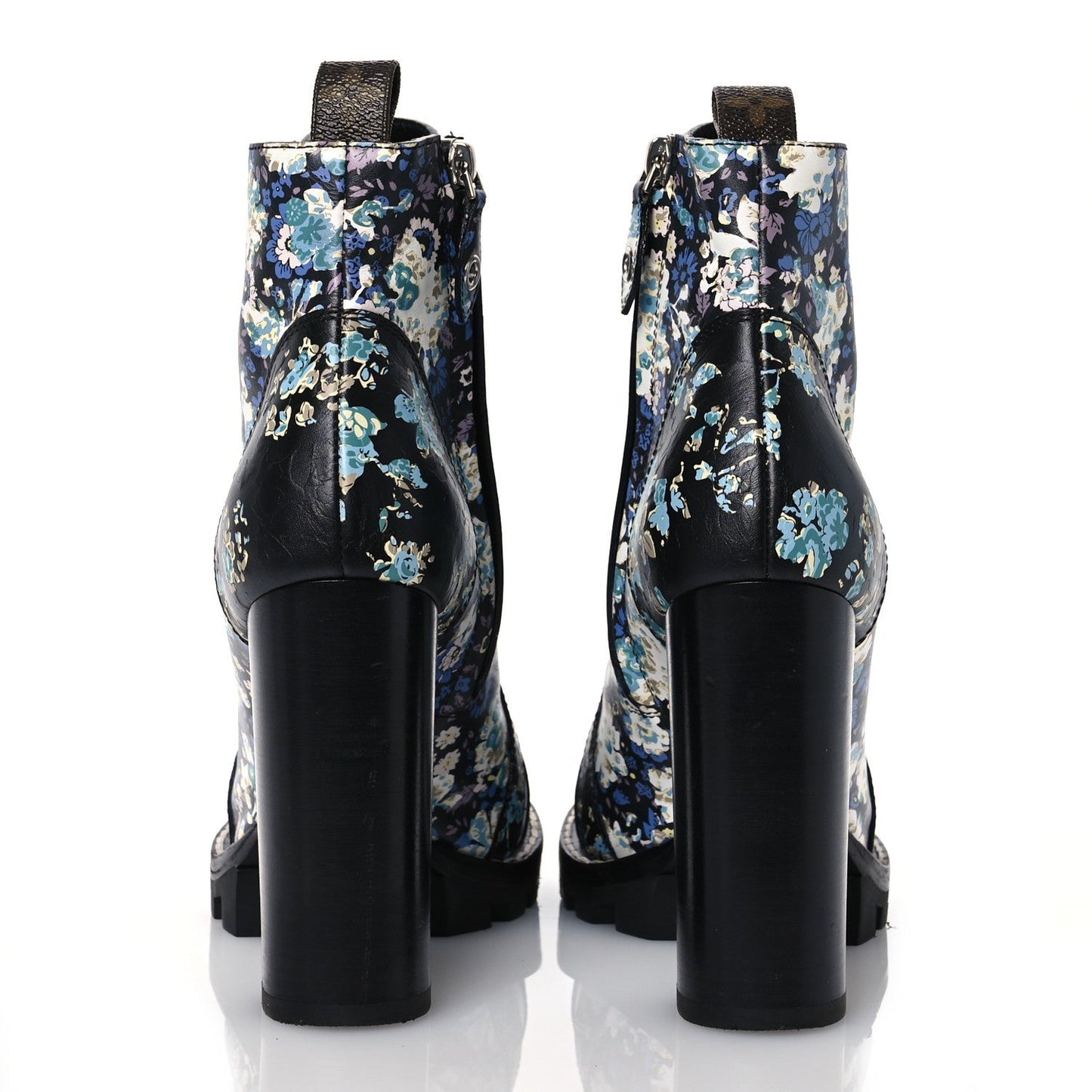 Louis Vuitton Calfskin Floral Star Trail Ankle Boots Black