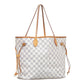 Louis Vuitton Damier Azur Neverfull MM Tote Shoulder Bag White PVC Leather