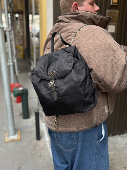 Prada   Black Nylon Drawstring Backpack