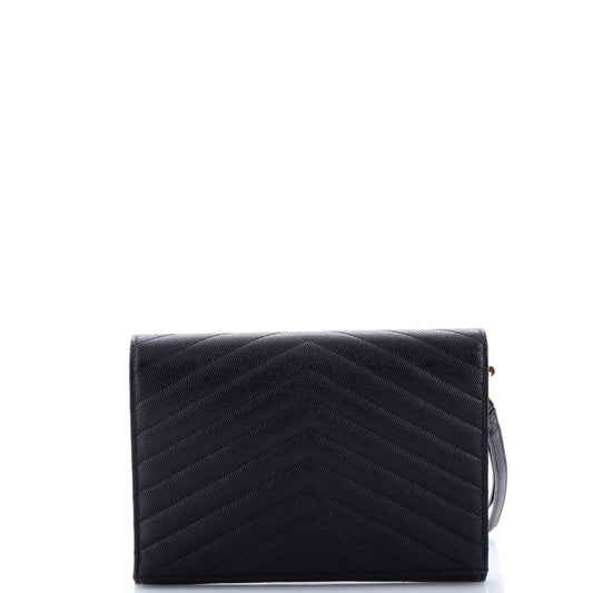 Classic Monogram Envelope Wristlet Clutch Matelasse Chevron Leather