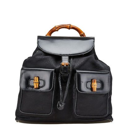 Gucci Bamboo Patent Leather Nylon Backpack