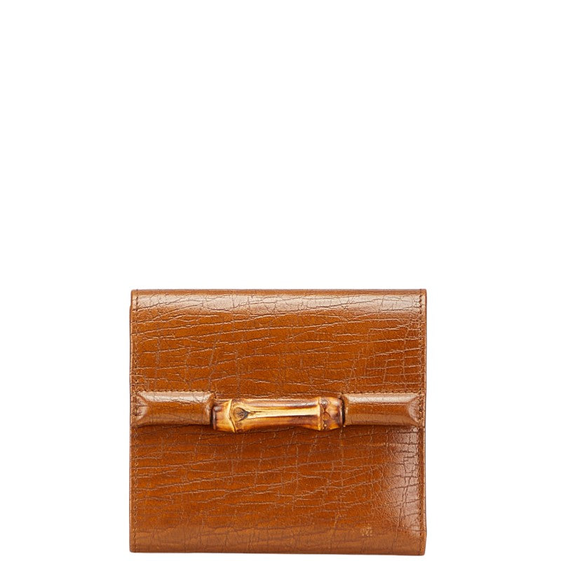 Gucci Bamboo Leather Tri-fold Wallet