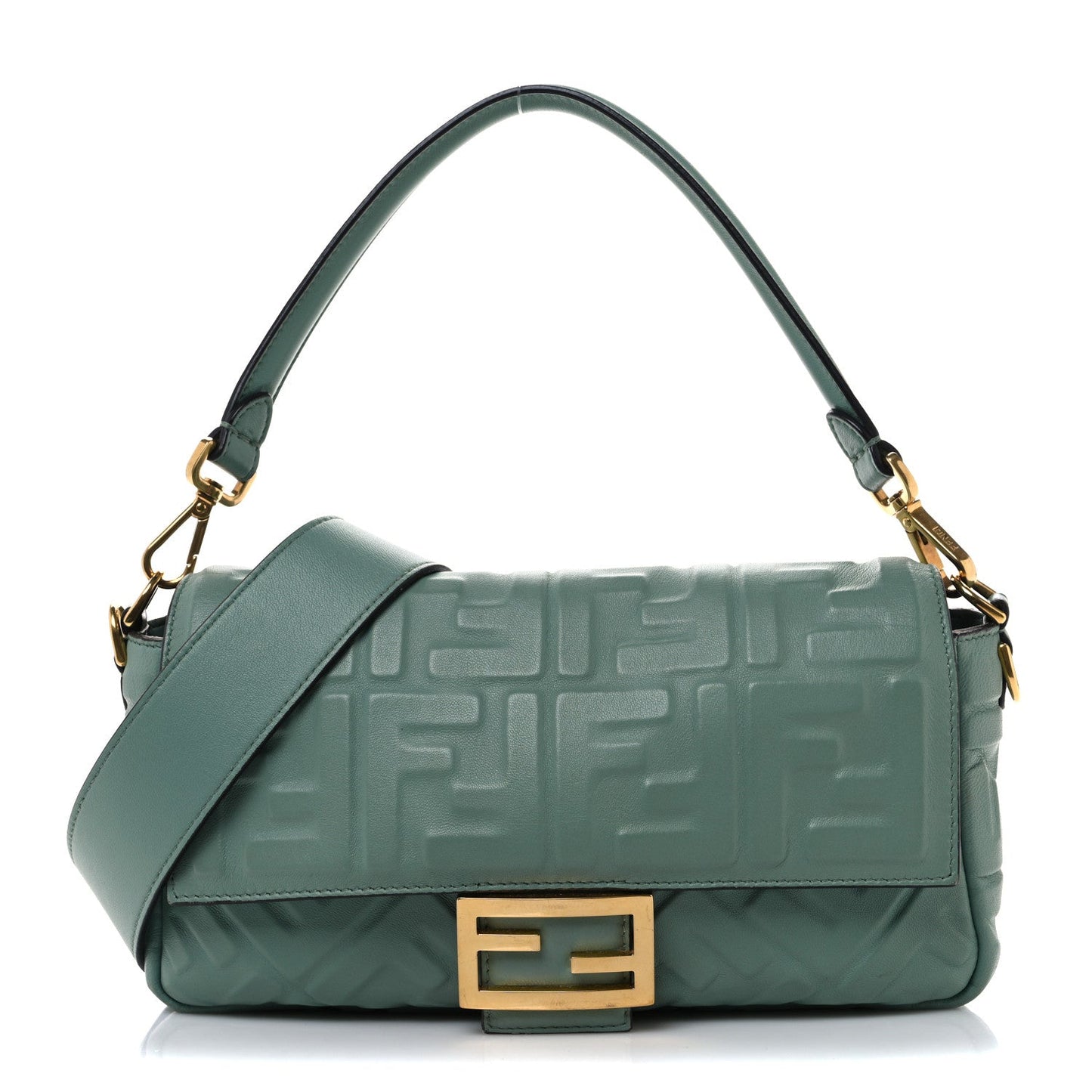 Amelia Nappa FF 1974 Embossed Baguette Menta