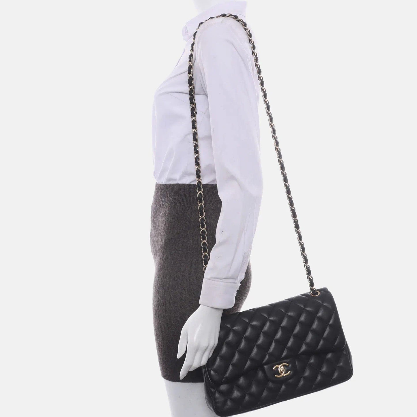 Chanel Classic Flap Jumbo 2010 Black Lambskin Leather Double Flap with Gold Hardware