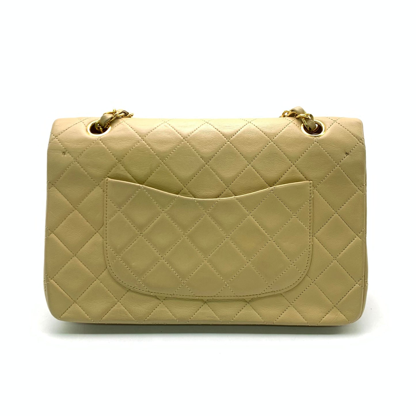 Chanel Classic Flap   Medium Beige Lambskin Leather with 24k Gold HW, 1994-1996