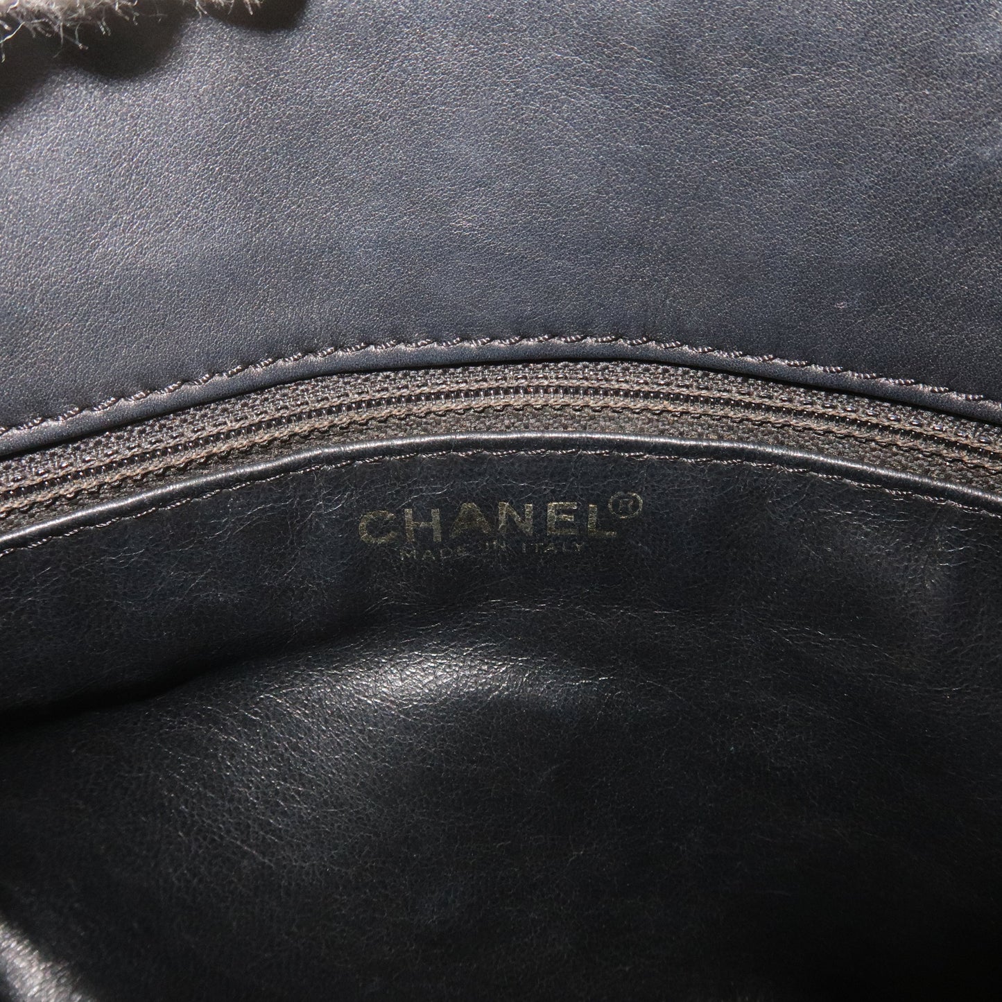 CHANEL Chocolate Bar Lamb Skin Chain Tote Bag Black A17859