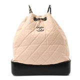 Amelia Aged Calfskin Quilted Small Gabrielle Backpack Beige Black