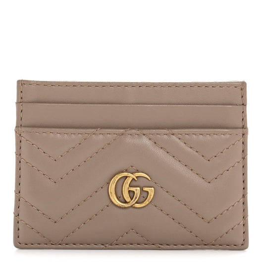Amelia Calfskin Matelasse GG Marmont Card Holder Porcelain Rose