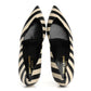 Saint Laurent Elaphe Snakeskin Striped Kiki Kitten Heel Pumps 38.5 Black Off White