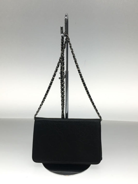 Chanel Camellia Lambskin Leather Chain Wallet Black