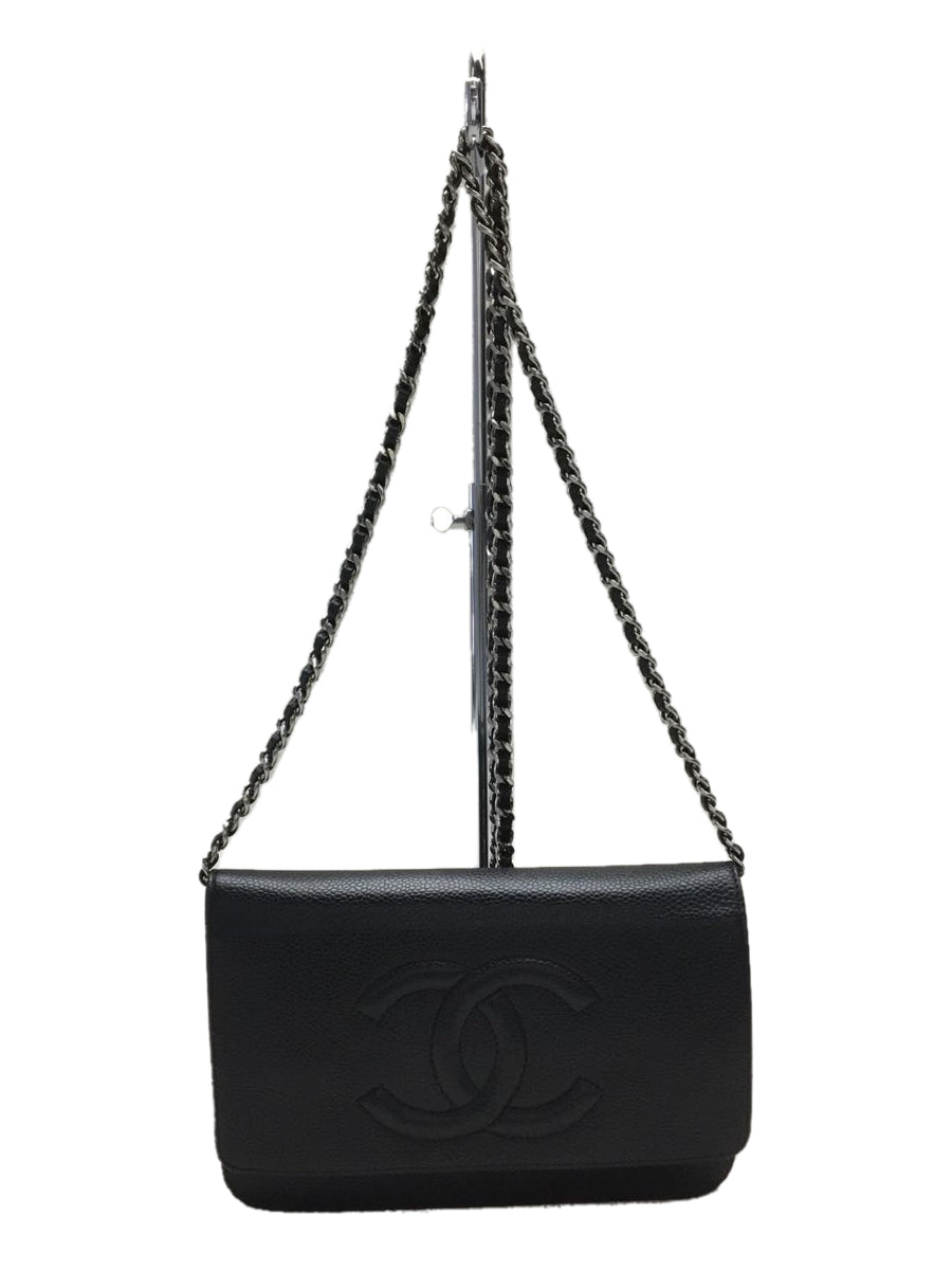 Chanel Caviar Skin Plain Women's Chain Wallet