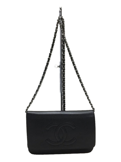 Chanel Caviar Skin Plain Women's Chain Wallet