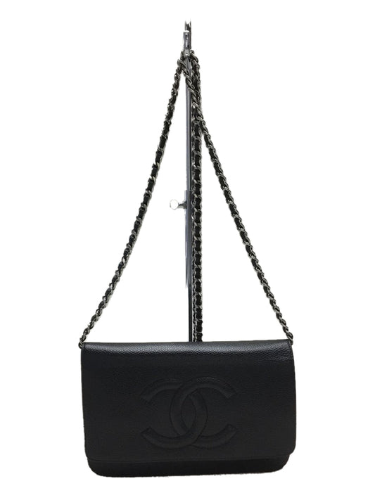 Chanel Caviar Skin Plain Women's Chain Wallet