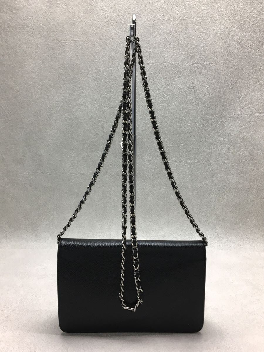 Chanel Caviar Skin Plain Women's Chain Wallet