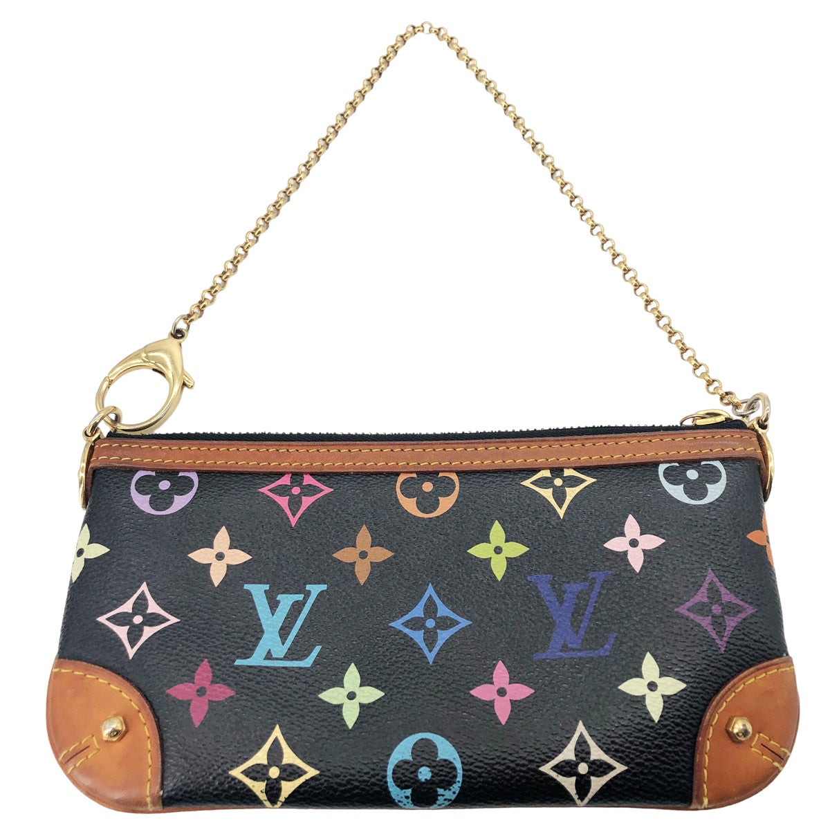 Louis Vuitton Pochette MM Shoulder Bag Noir Black Chain Ladies