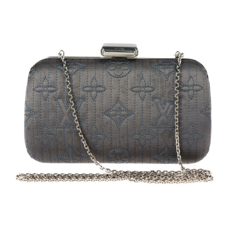 Louis Vuitton Minaudière Clutch Bag Monogram Motard Gray Silver Metal