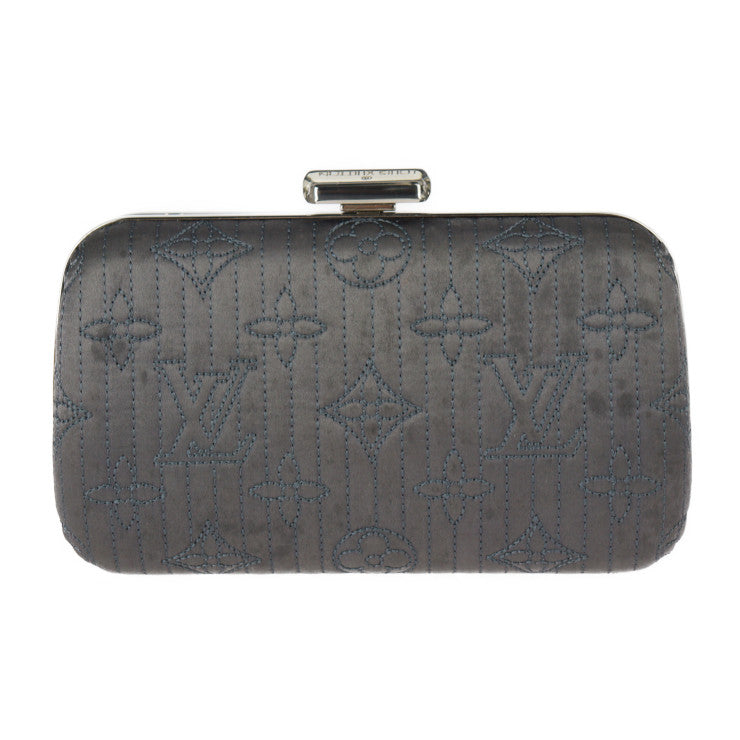Louis Vuitton Minaudière Clutch Bag Monogram Motard Gray Silver Metal
