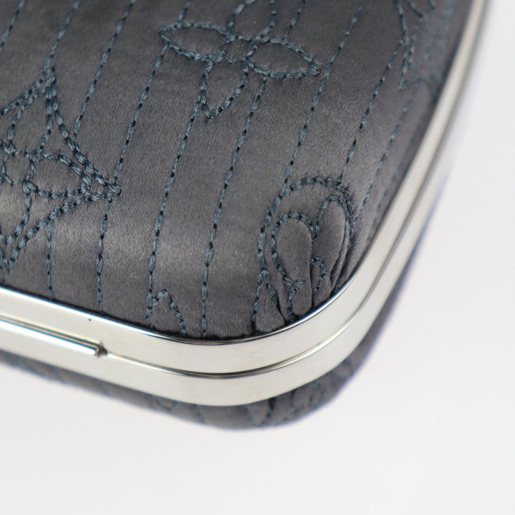 Louis Vuitton Minaudière Clutch Bag Monogram Motard Gray Silver Metal