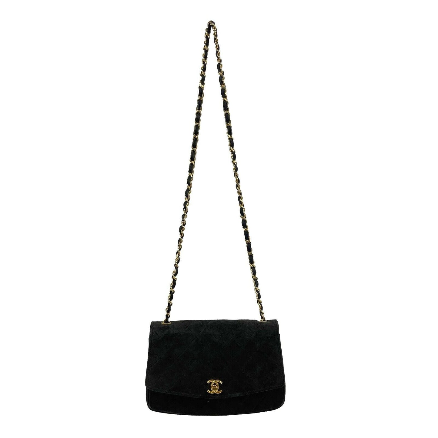 CHANEL -   Suede Medium Flap Bag Chain CC Turnlock Crossbody