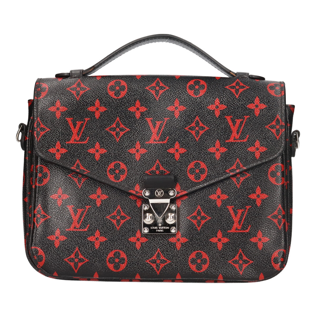 Louis Vuitton Pochette Metis MM Monogram Black Red Shoulder Handbag