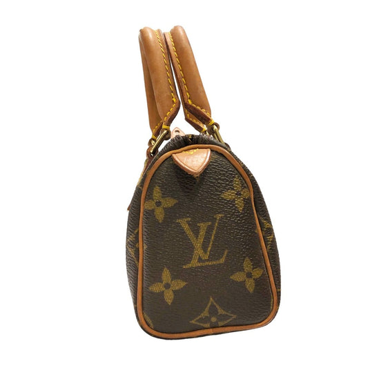 Louis Vuitton Mini Speedy Monogram Canvas Handbag Brown