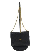 Chanel Leather Plain Shoulder Bag implant Noir Black
