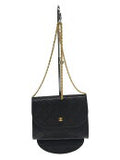 Chanel Leather Plain Shoulder Bag implant Noir Black