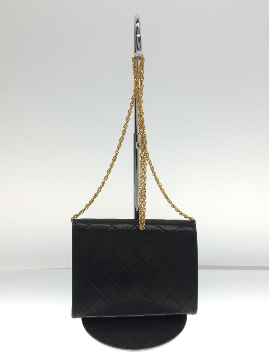 Chanel Leather Plain Shoulder Bag implant Noir Black
