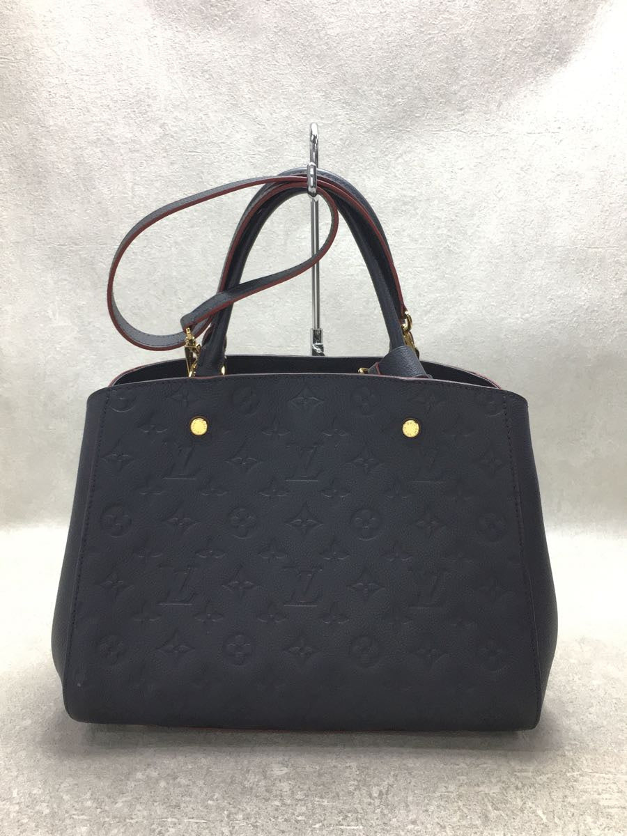 Louis Vuitton Montaigne MM Monogram Emplant Navy Cowhide Handbag