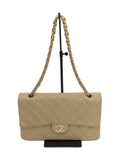 Chanel Leather Lambskin Matelasse Double Flap Shoulder Bag