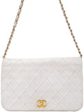 Chanel Matelasse Chain Shoulder Bag Leather White