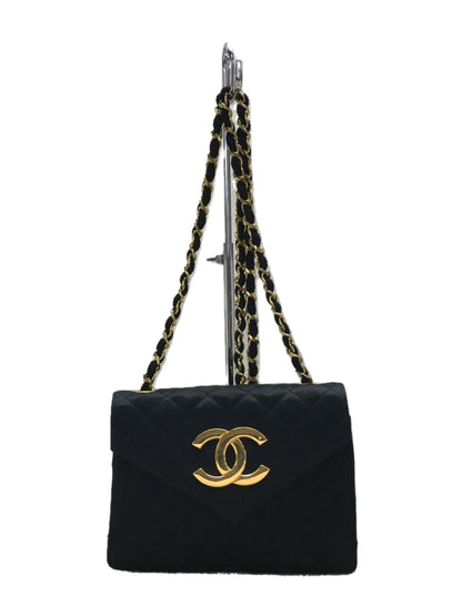 Chanel Plain Silk Chain Shoulder Bag Black