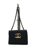 Chanel Plain Silk Chain Shoulder Bag Black